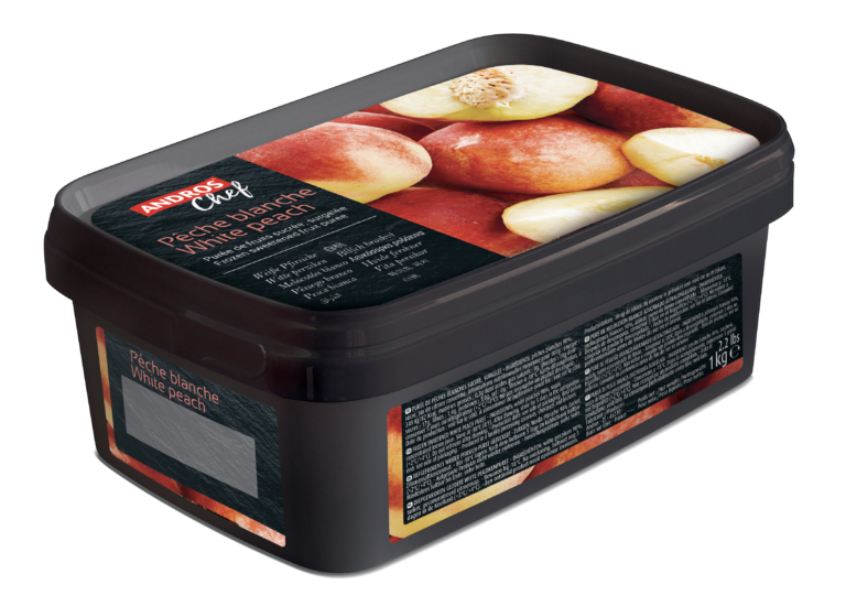 Purée pêches blanches surgelées bac 1 kg